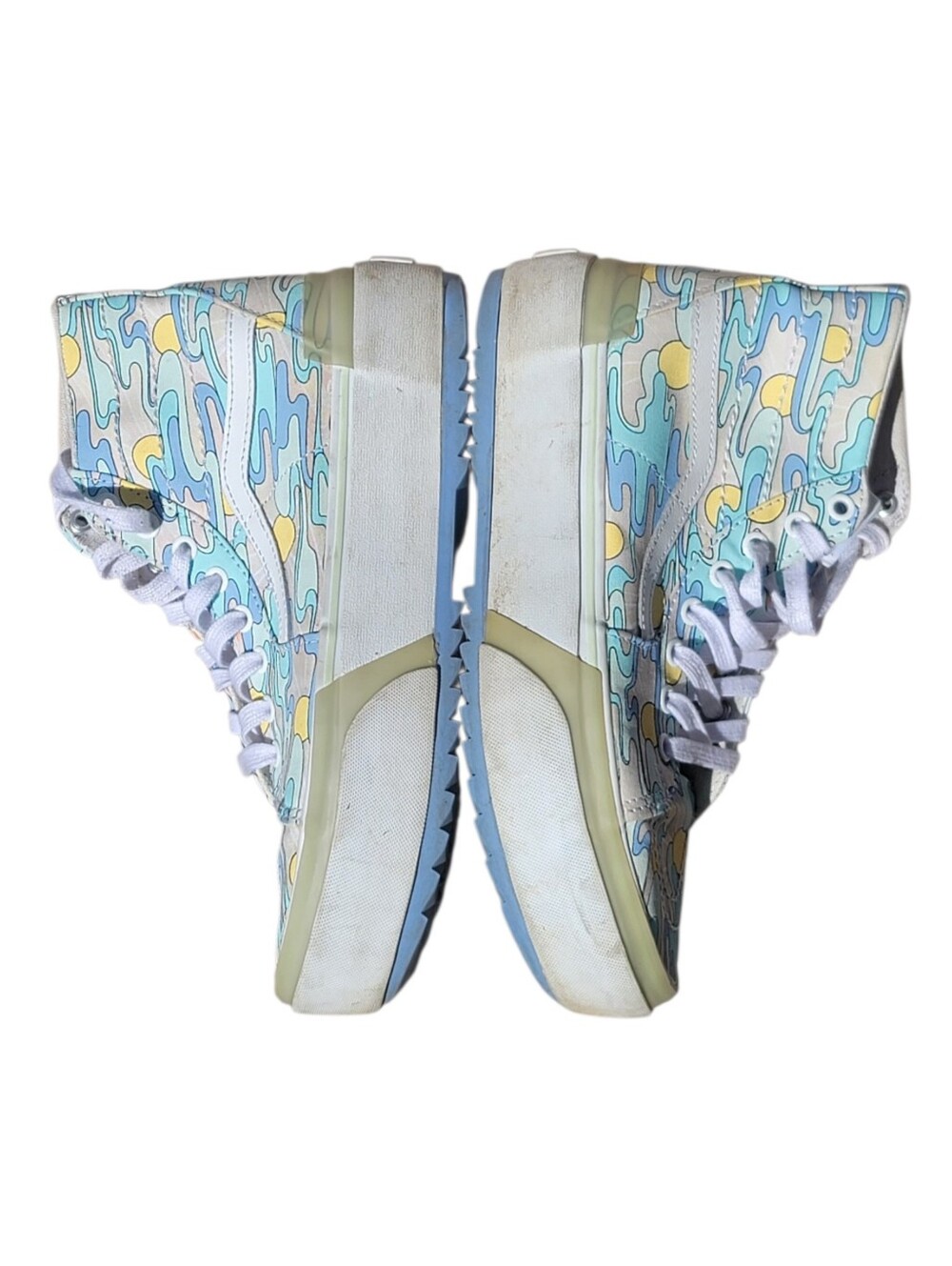 Vans Sk8-Hi Stacked Mint Blue & Yellow Sunwaves Platform Shoes Mens 7.5 Womens 9 - Picture 6 of 10
